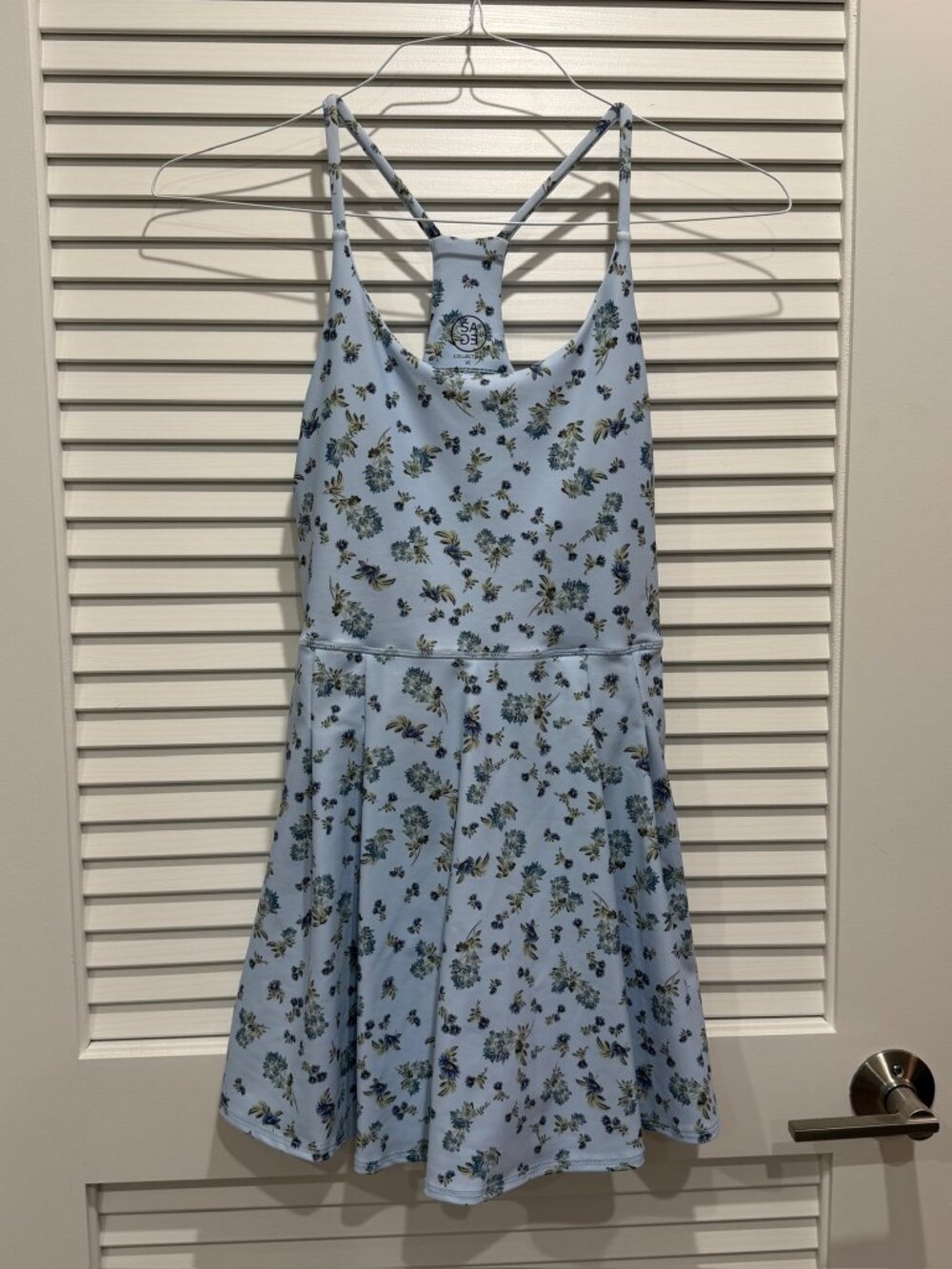 Sage Collective Light Blue Floral Racerback Fit & Flare Active Dress Size XS